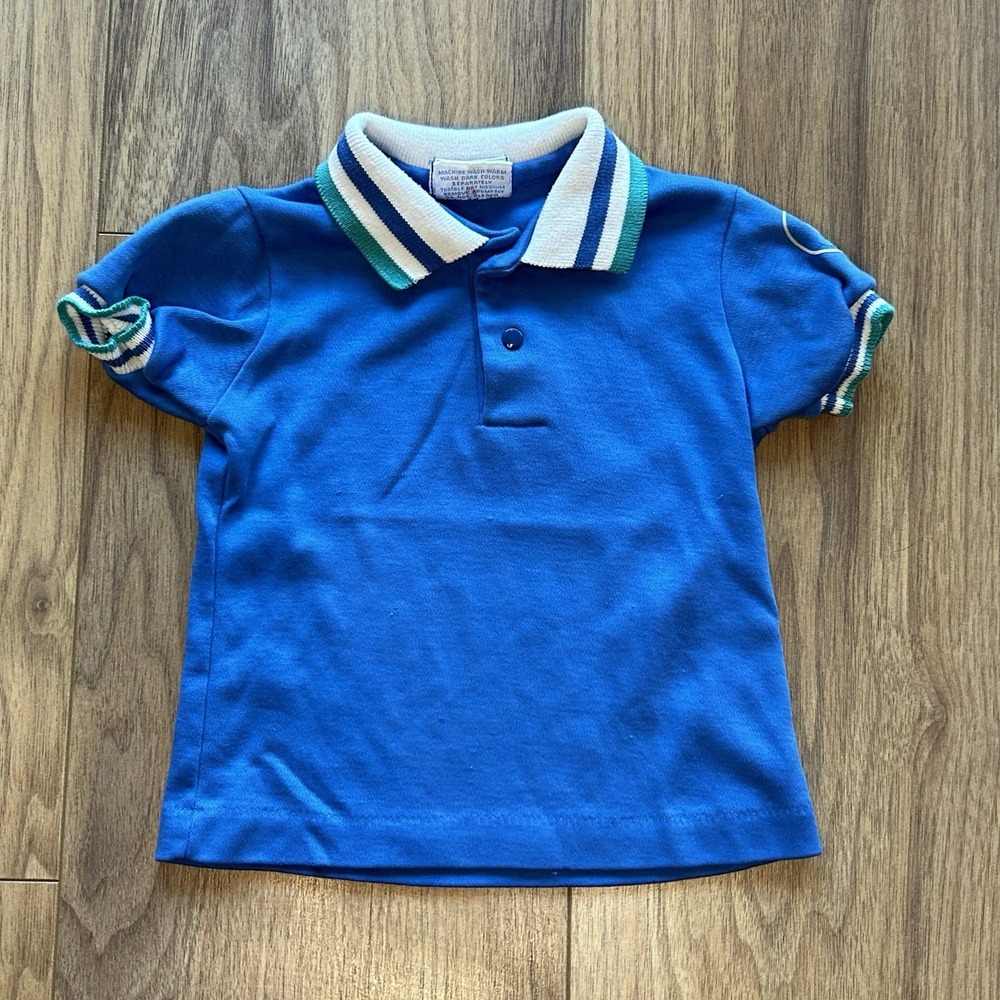 Vintage 1980s Izod Lacoste‎ Polo Shirt Blue Infant Toddler 18M